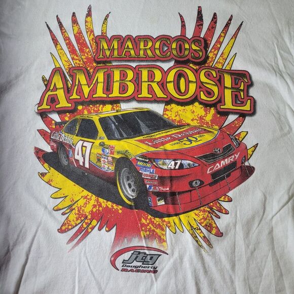 2010 #47 LITTLE DEBBIE 50TH ANNIV TEE SHIRT‎ MARCOS AMBROSE LARGE NASCAR - Picture 1 of 7